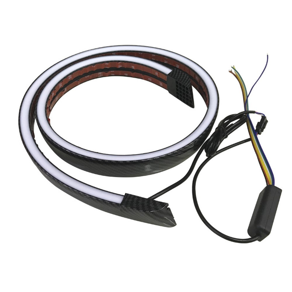 Kolfiber PVC Bil Bakspoiler Baklucka LED Ljusramp Kör Blinkers Broms Bakljusremsa