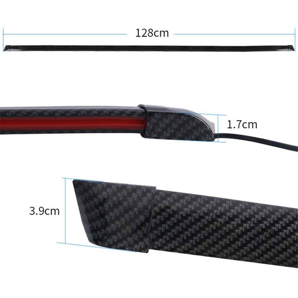 Kolfiber PVC Bil Bakspoiler Baklucka LED Ljusramp Kör Blinkers Broms Bakljusremsa