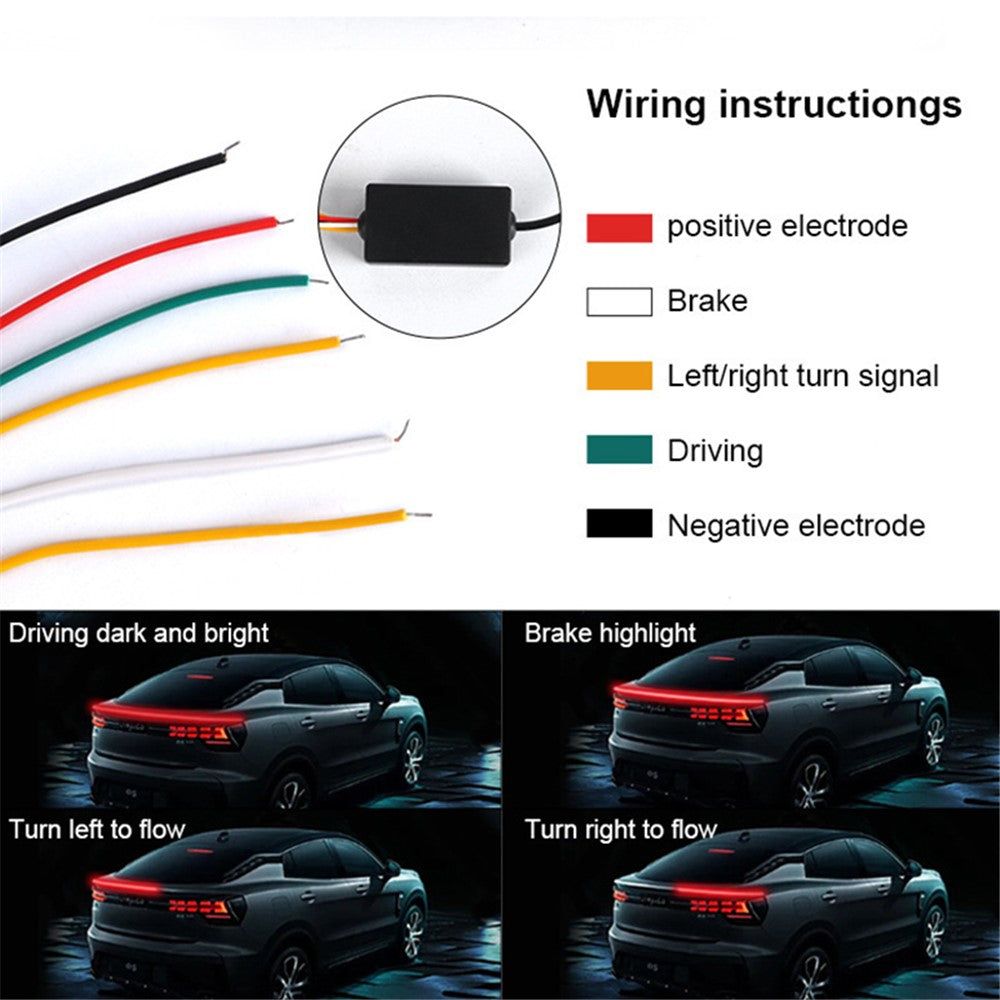 Kolfiber PVC Bil Bakspoiler Baklucka LED Ljusramp Kör Blinkers Broms Bakljusremsa