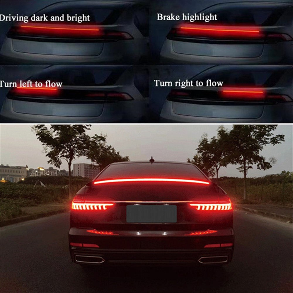 Kolfiber PVC Bil Bakspoiler Baklucka LED Ljusramp Kör Blinkers Broms Bakljusremsa