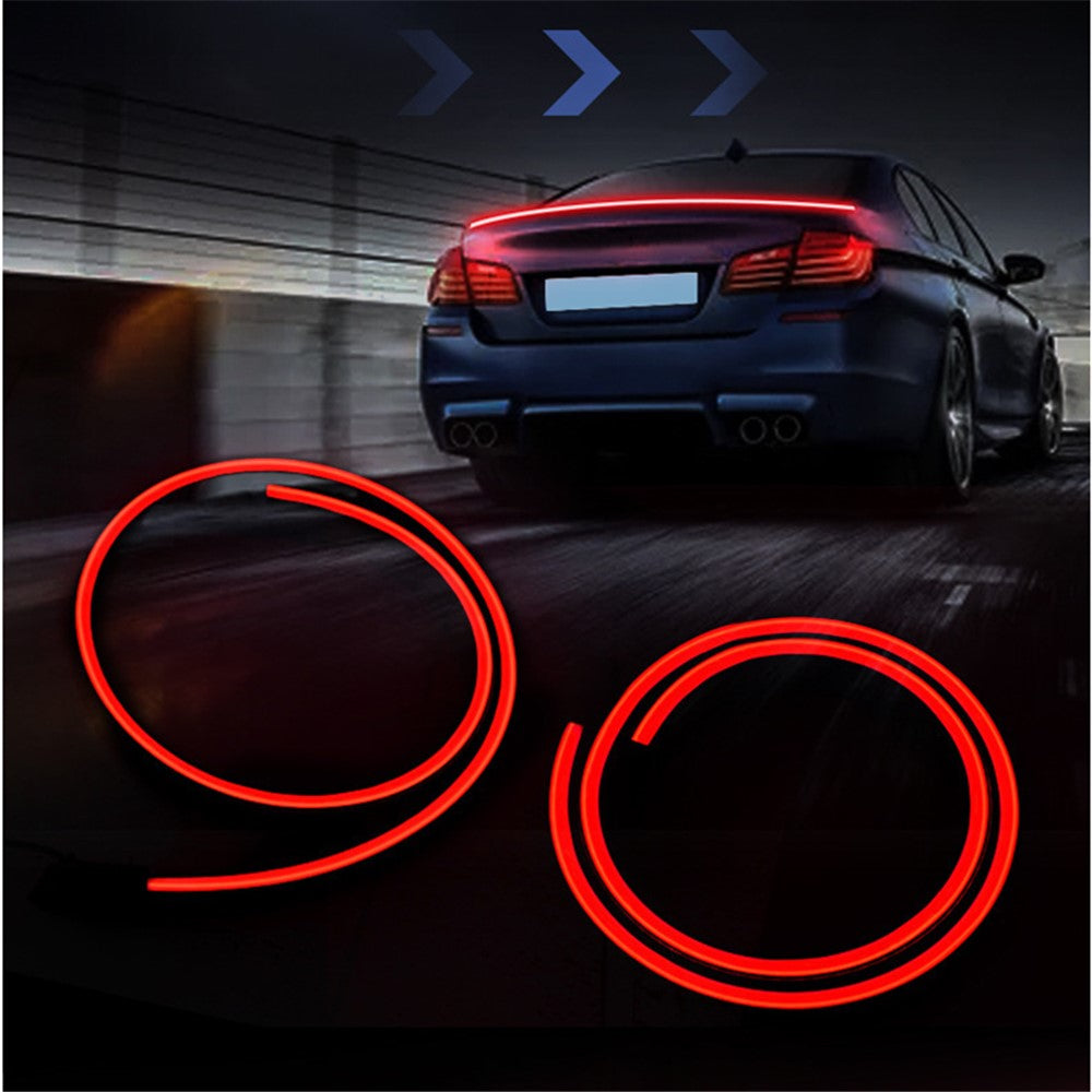 Kolfiber PVC Bil Bakspoiler Baklucka LED Ljusramp Kör Blinkers Broms Bakljusremsa