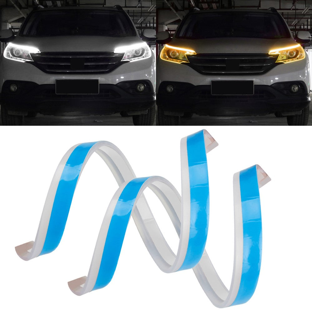 2Pcs 60cm Cuttable 12V Car DRL Flexible LED Strip Daytime Running Light Waterproof Turn Signal Light