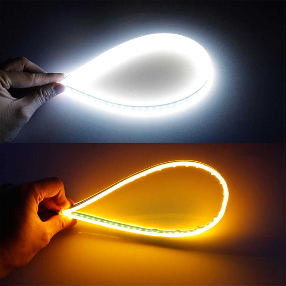 2Pcs 60cm Cuttable 12V Car DRL Flexible LED Strip Daytime Running Light Waterproof Turn Signal Light