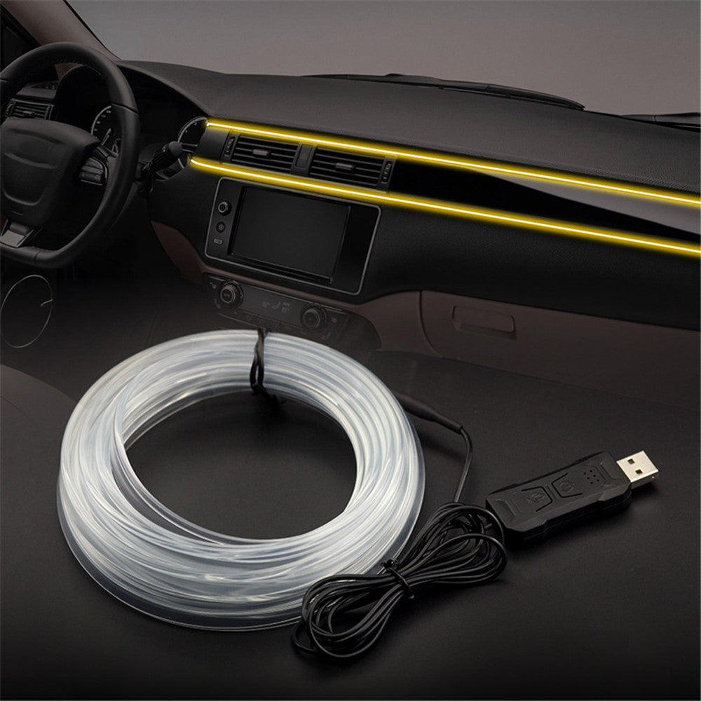 S5U 5m S-serien Multi-farve RGB LED Strip Light Fleksibel Optisk Fiber Bil Interiør USB Atmosfære Lampe