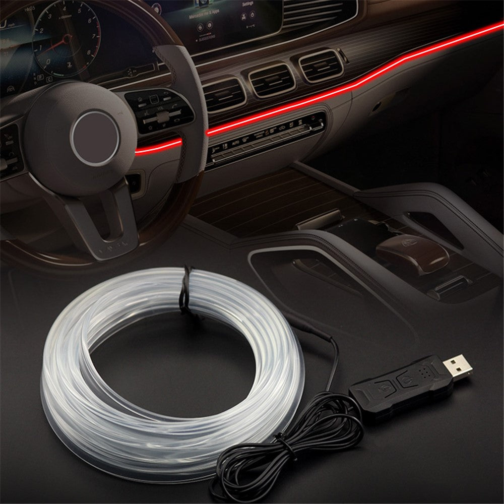 S5U 5m S-serien Multi-farve RGB LED Strip Light Fleksibel Optisk Fiber Bil Interiør USB Atmosfære Lampe