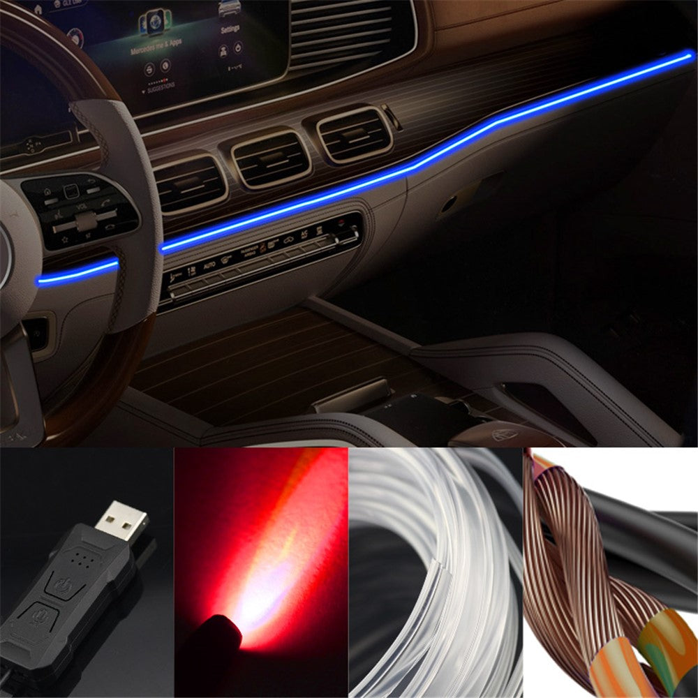 S5U 5m S-serien Multi-farve RGB LED Strip Light Fleksibel Optisk Fiber Bil Interiør USB Atmosfære Lampe
