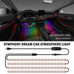 N2U-72 4Pcs Car 72LED Underglow Light Multi-color Bluetooth-compatible APP Control USB Car Decorative Lamp Underbody LED Strip Lights