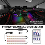 N2U-36 4Pcs Car Underglow 36LED Strip Lights USB Music Atmosphere Neon Accent Lights Car Decorative Lamp