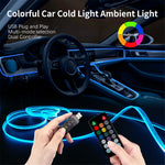 IS13U 3m Car Fiber Optic Neon Wire Strip Light USB Ambient Lamp with Remote Control for Center Console