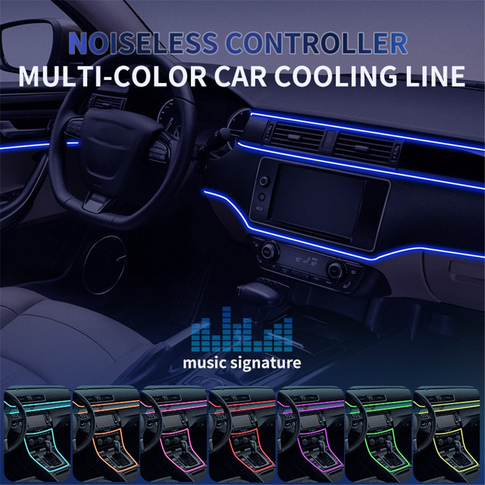 IS13U 3m Car Fiber Optic Neon Wire Strip Light USB Ambient Lamp with Remote Control for Center Console