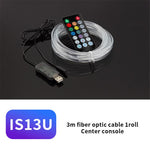 IS13U 3m Car Fiber Optic Neon Wire Strip Light USB Ambient Lamp with Remote Control for Center Console