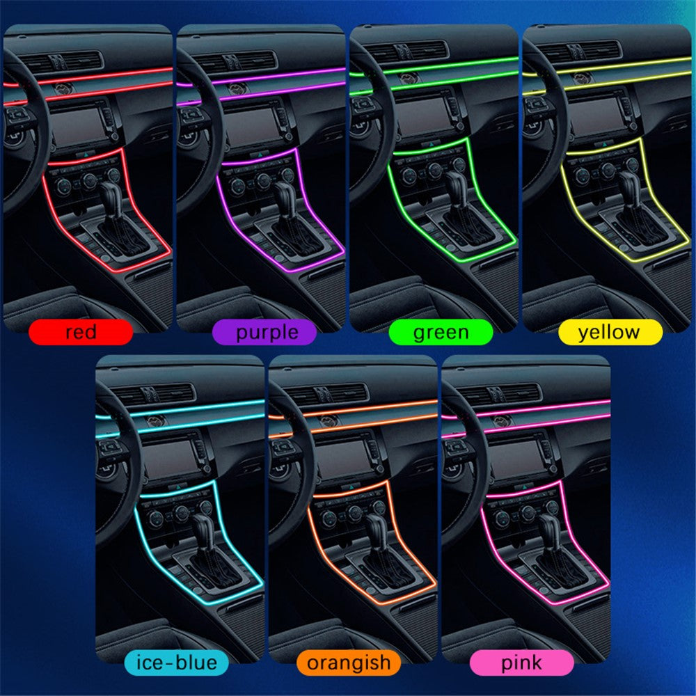 IS13U 3m Car Fiber Optic Neon Wire Strip Light USB Ambient Lamp with Remote Control for Center Console