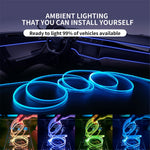 IS13U 3m Car Fiber Optic Neon Wire Strip Light USB Ambient Lamp with Remote Control for Center Console