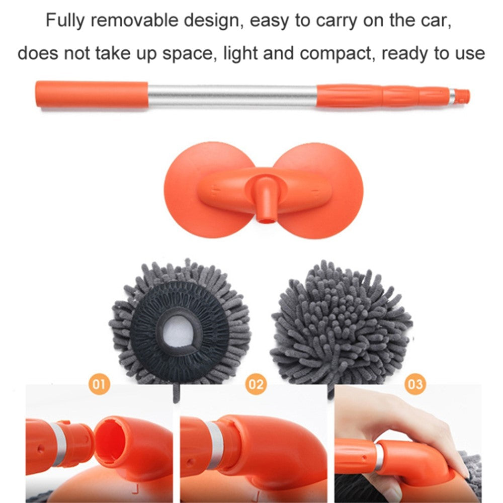 Dual Chenille Mop Head Telescopic Car Wash Mop 360 Degree Rotation Car Wash Brush