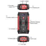 J13 Portable Car Jump Starter 12V Car Emergency Starter Cell Phone Power Bank with Wireless Charging (EU Plug)