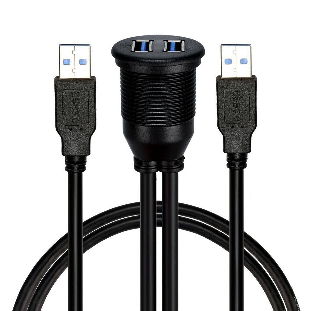 1m Planmonteret Dobbelt USB Dock Adapter Dashboard Panel USB 3.0 Port Forlængerkabel