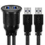 1m Planmonteret Dobbelt USB Dock Adapter Dashboard Panel USB 3.0 Port Forlængerkabel