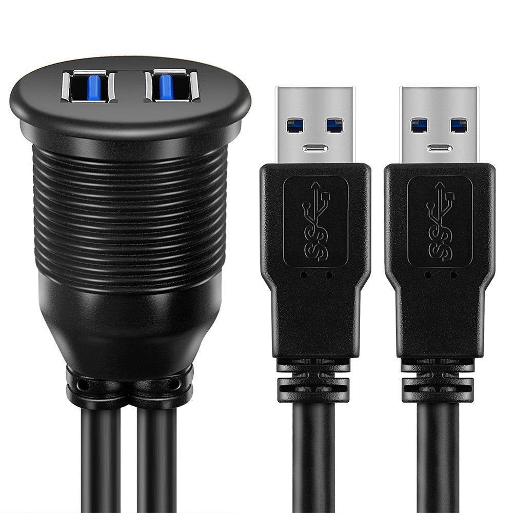 1m Planmonteret Dobbelt USB Dock Adapter Dashboard Panel USB 3.0 Port Forlængerkabel