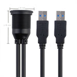 1m Planmonteret Dobbelt USB Dock Adapter Dashboard Panel USB 3.0 Port Forlængerkabel