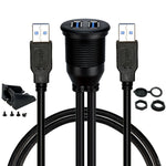 1m Planmonteret Dobbelt USB Dock Adapter Dashboard Panel USB 3.0 Port Forlængerkabel