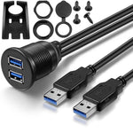 1m Planmonteret Dobbelt USB Dock Adapter Dashboard Panel USB 3.0 Port Forlængerkabel