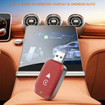 2-i-1 Android Auto og CarPlay Adapter Kablet til Trådløs USB Smart Dongle