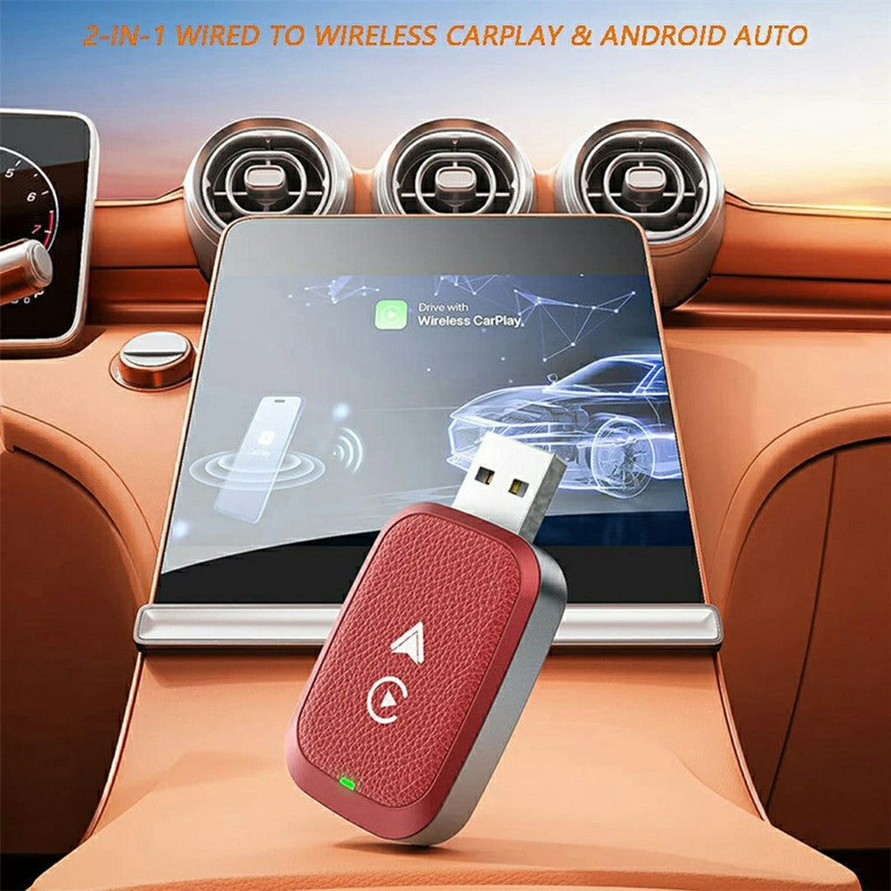 2-i-1 Android Auto og CarPlay Adapter Kablet til Trådløs USB Smart Dongle