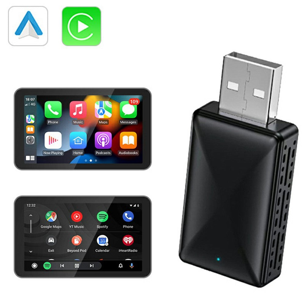 2-in-1 Carplay Android Auto USB Adapter OTA Upgrade Plug and Play Wired to Wireless Dongle Box