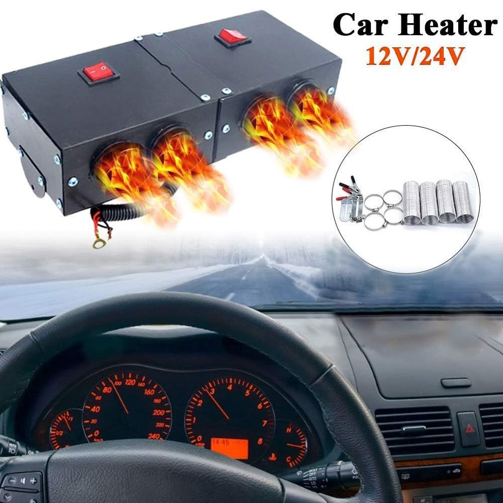 Four Hole Metal Car Interior Heater Window Defrosting Defogging Vehicle Heating Fan