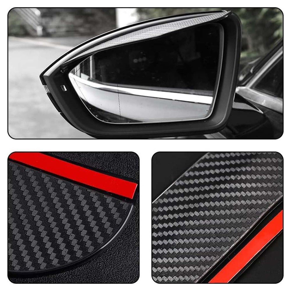 2Pcs Car Rearview Mirror Rain Baffle Carbon Fiber Texture Vehicle Side Mirror PVC Rain Blocker