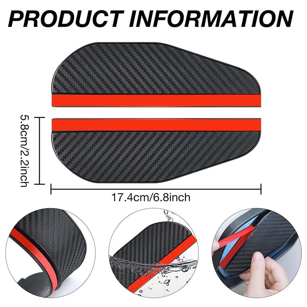 2Pcs Car Rearview Mirror Rain Baffle Carbon Fiber Texture Vehicle Side Mirror PVC Rain Blocker