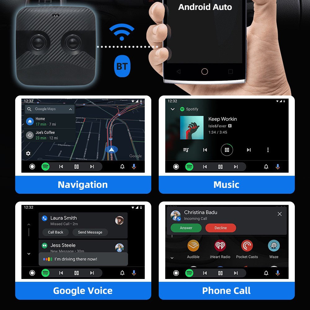 2-i-1 Trådløs CarPlay-adapter og Android Auto Trådløs boks konverterer kablet til trådløs CarPlay-dongle