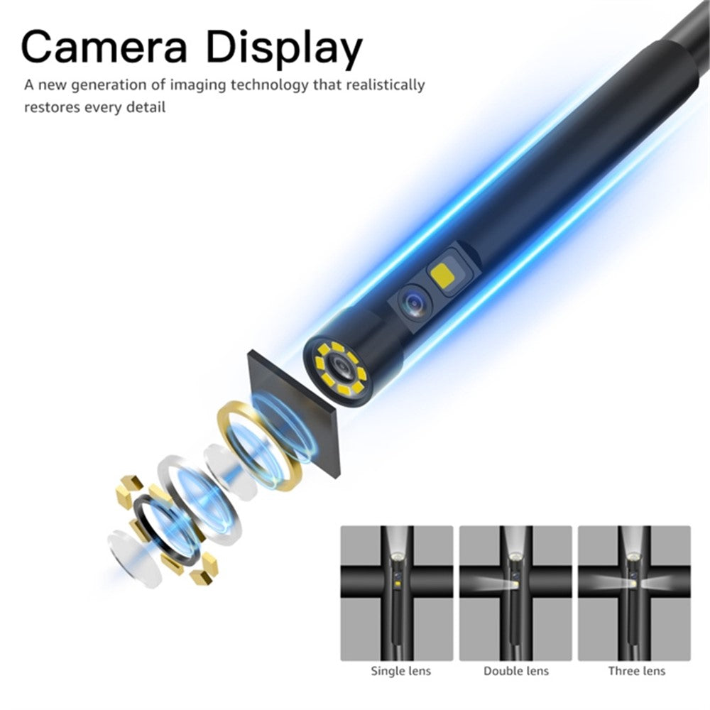 T29 Digital Borescope 2m Rigid Cable 7.9mm Dual Lens 1080P Industrial Endoscope IP67 Waterproof Camera