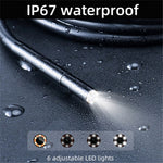 T23 Industrial Endoscope with 6 LED Lights 10m 5.5mm Dual Lens 7 inch 1080P Digital Borescope IP67 Camera