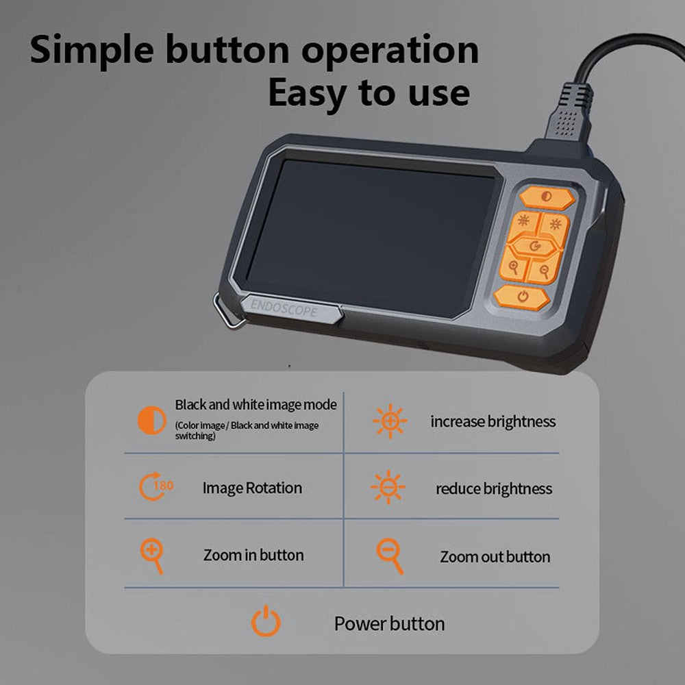 T30-AV 8mm Single Lens 1080P HD Industrial Endoscope Camera with 4.3-inch IPS Screen, 2m Hard Wire