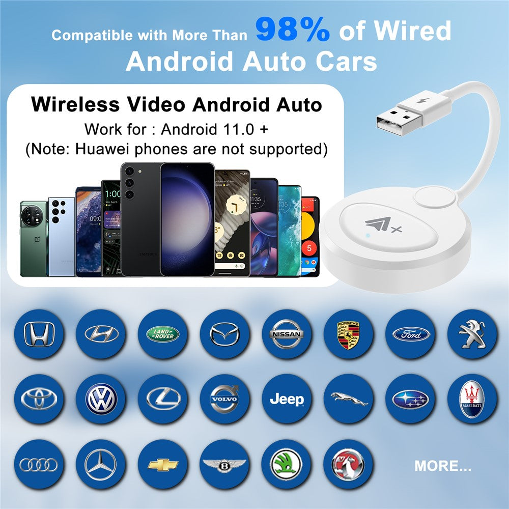 020-6++ Android Auto Wireless Adapter Instant Connection Wired to Wireless USB Dongle