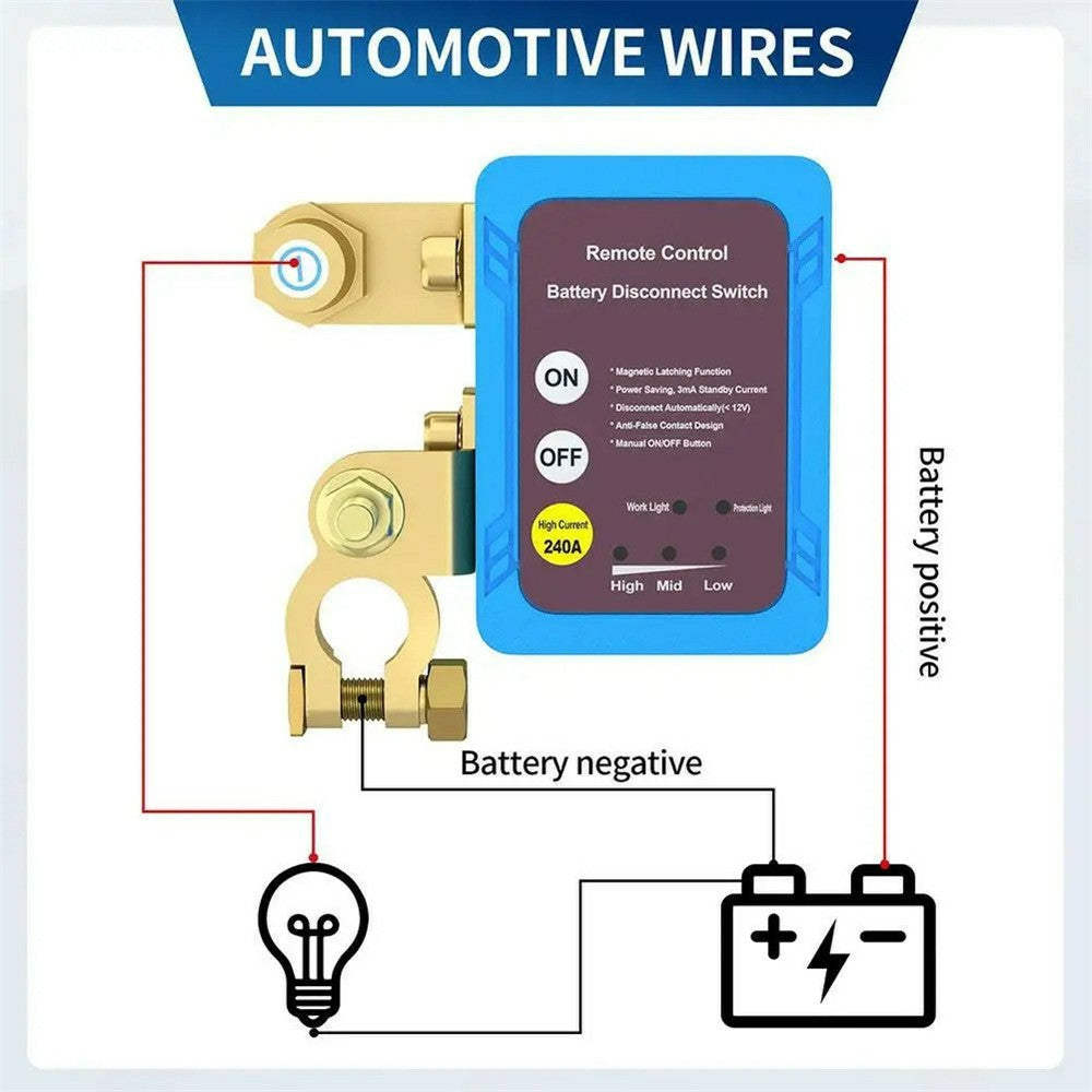 12V Car Battery Disconnect Switch Smart Anti-Leakage Protector with Remote Control