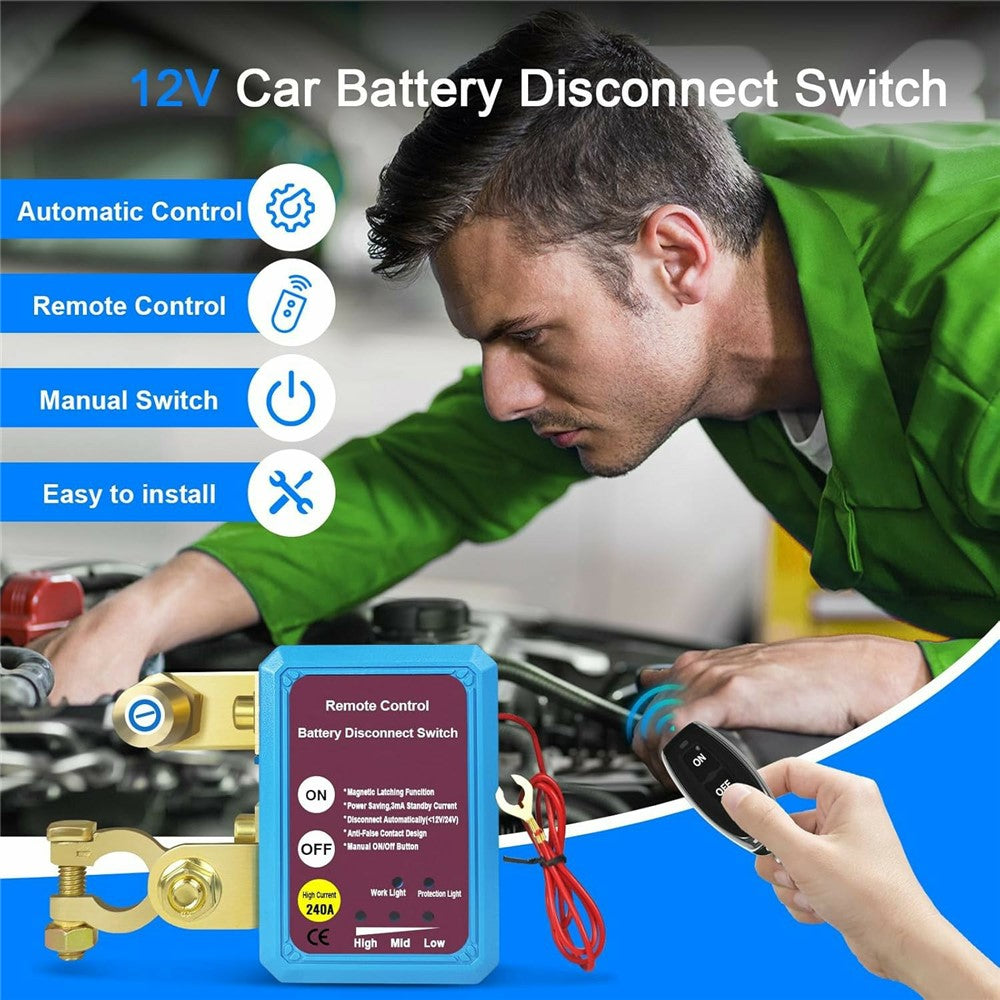 12V Car Battery Disconnect Switch Smart Anti-Leakage Protector with Remote Control
