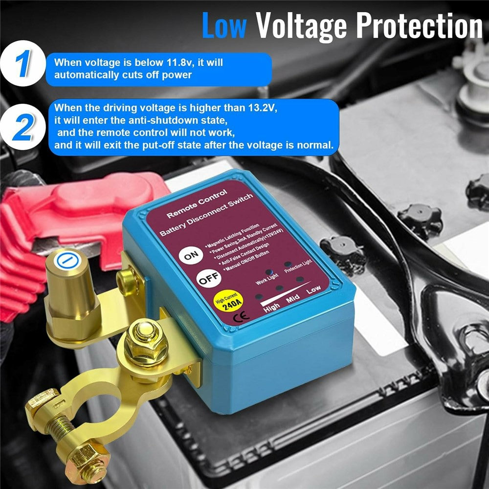 12V Car Battery Disconnect Switch Smart Anti-Leakage Protector with Remote Control