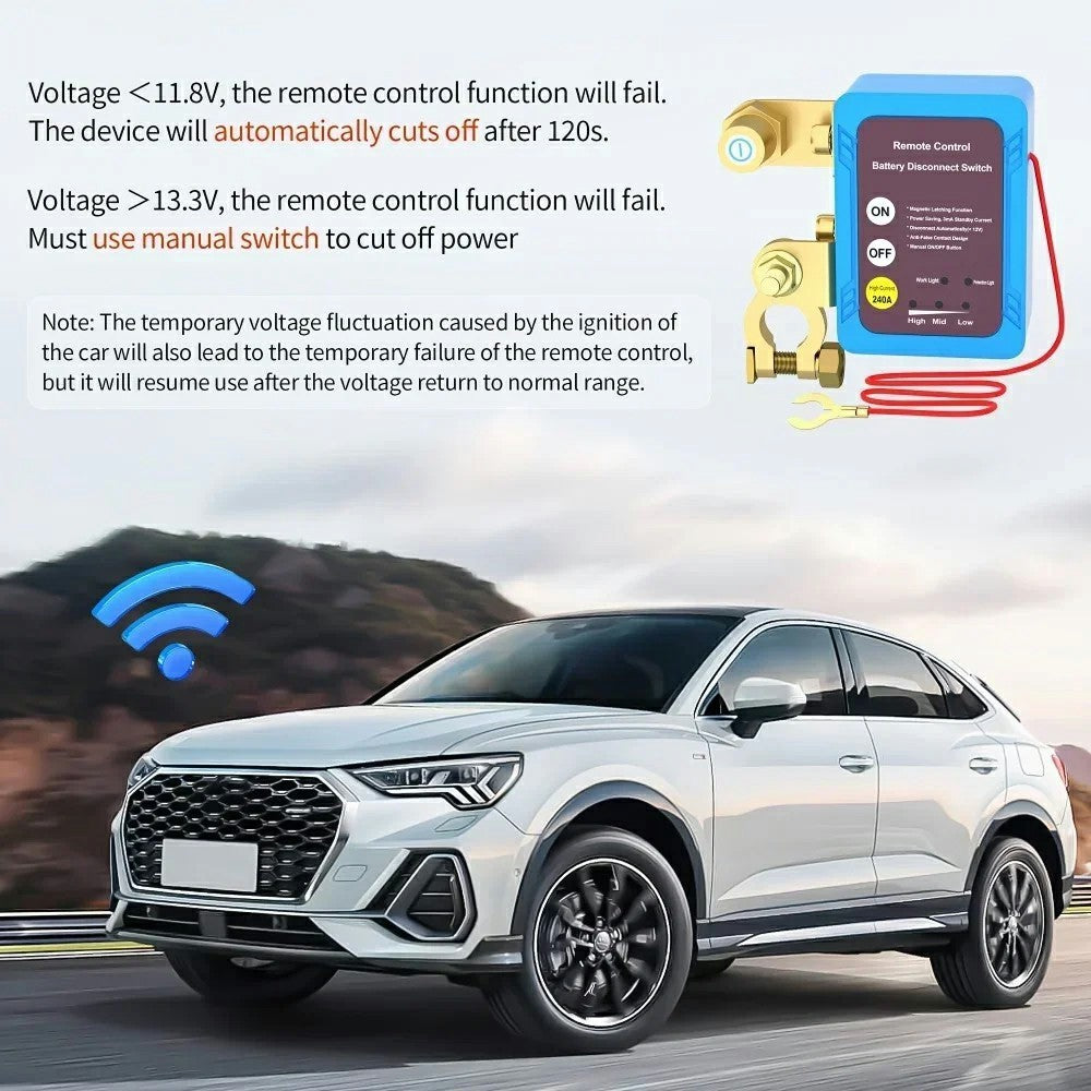 12V Car Battery Disconnect Switch Smart Anti-Leakage Protector with Remote Control