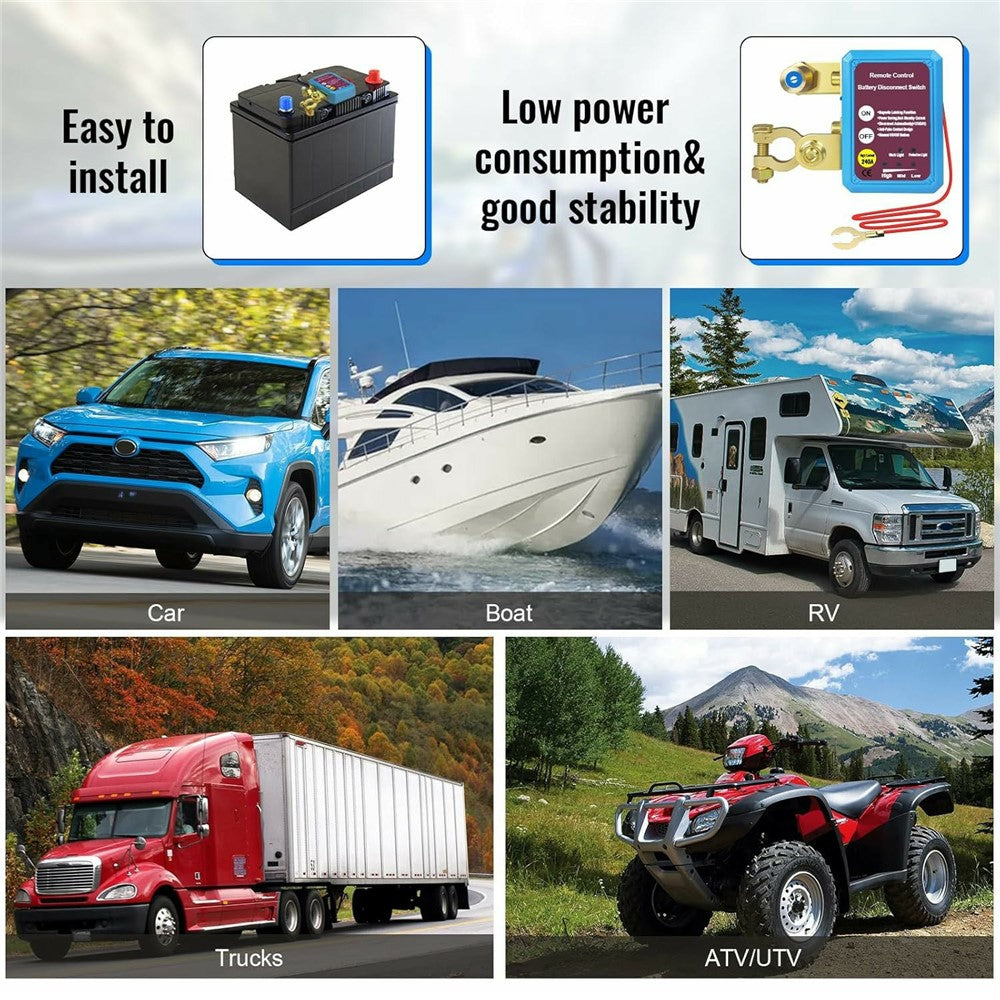 12V Car Battery Disconnect Switch Smart Anti-Leakage Protector with Remote Control