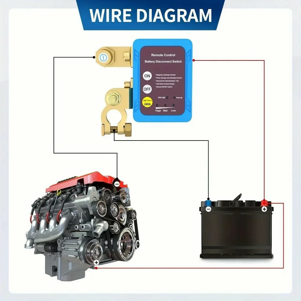 12V Car Battery Disconnect Switch Smart Anti-Leakage Protector with Remote Control