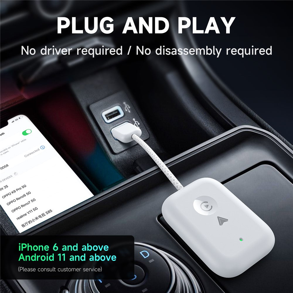 643 2-i-1 trådløs CarPlay / Android Auto-adapter Bilkablet til trådløs opgraderingsadapter