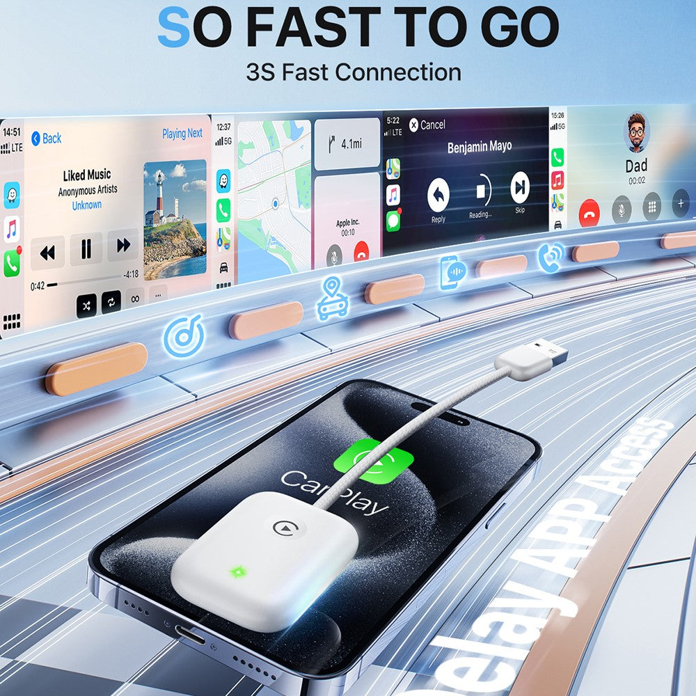 643 Car Wireless CarPlay Adapter for iPhone Transform Wired to Wireless