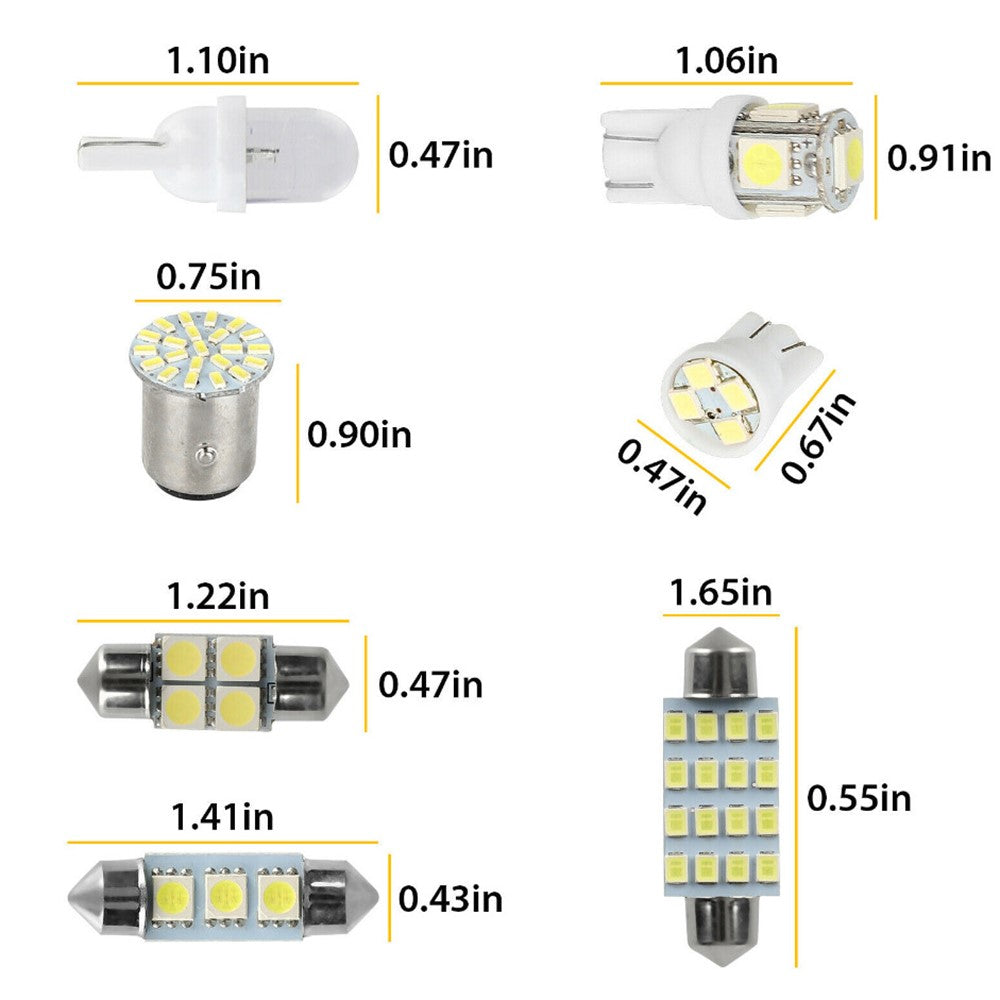 42PCS Car LED Light Kit T10 6000K Xenon White Replacement Bulbs for Interior Exterior