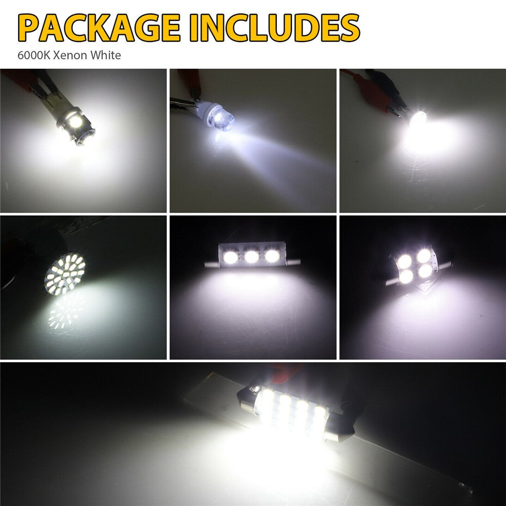42PCS Car LED Light Kit T10 6000K Xenon White Replacement Bulbs for Interior Exterior