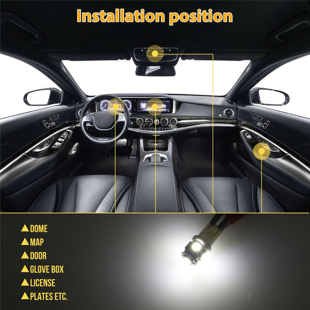 42PCS Car LED Light Kit T10 6000K Xenon White Replacement Bulbs for Interior Exterior