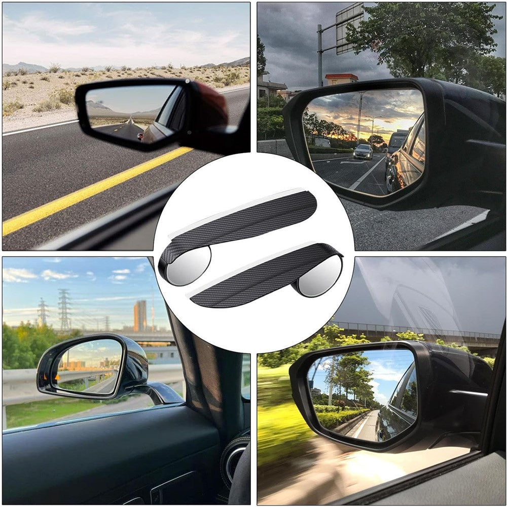 2Pcs Car Blind Spot Mirror 360 Degree Adjustable Rear View Mirror with Rain Shield