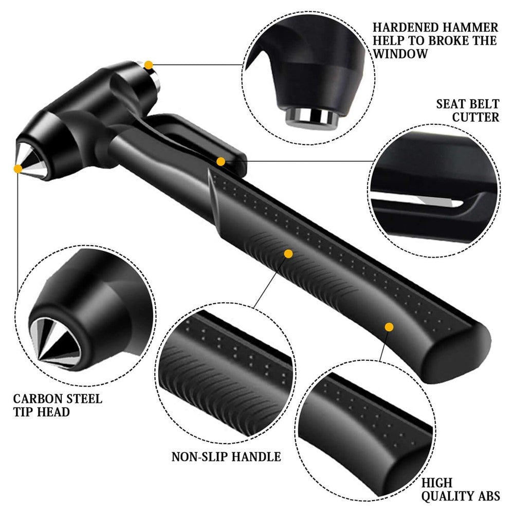 Car Safety Hammer with Seat Belt Cutter Window Breaker Long Handle Emergency Escape Tool