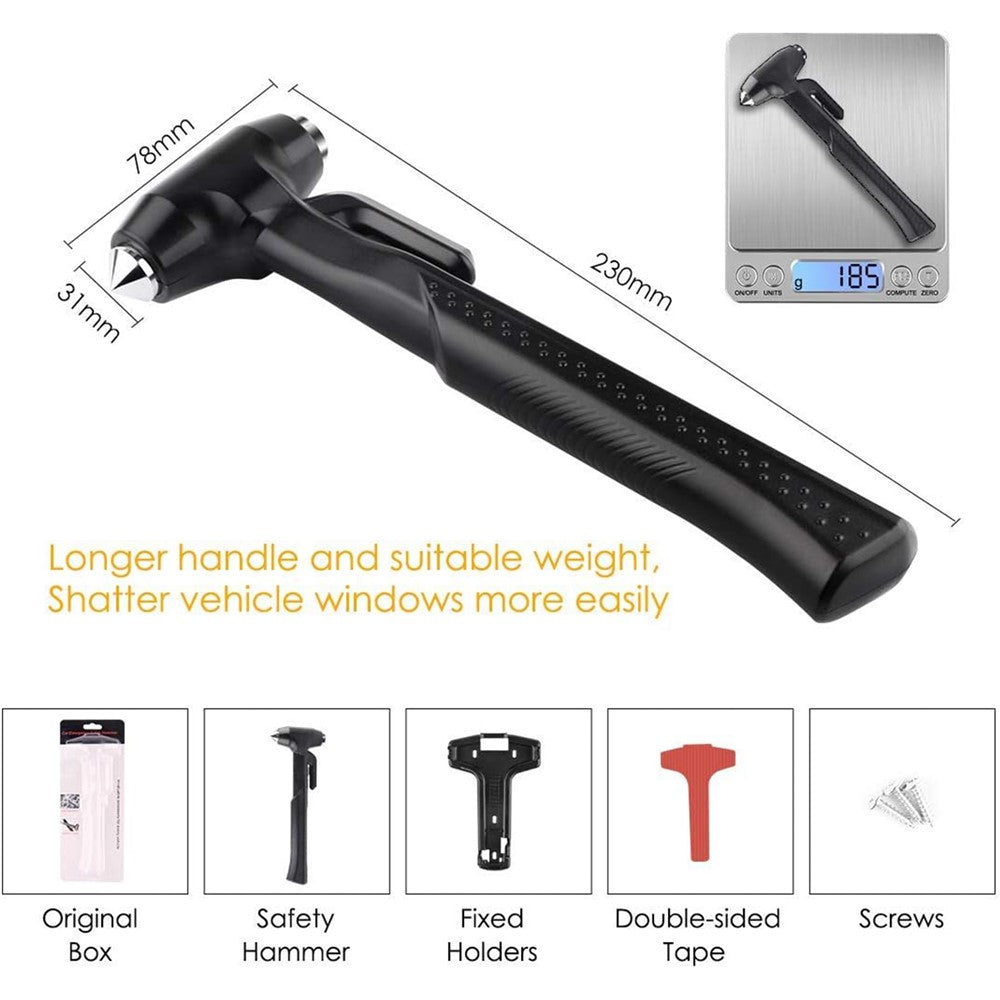 Car Safety Hammer with Seat Belt Cutter Window Breaker Long Handle Emergency Escape Tool